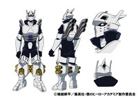 ヒーローコスチュームを着用した飯田天哉の設定画。