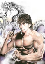 「TOUGH外伝 龍を継ぐ男」第1話の扉ページに使用されたカラーカット。(c)猿渡哲也／集英社