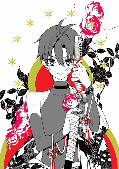 「桃組プラス戦記イラスト集『八彩』」の箱に使用されるイラスト。