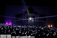 許斐剛。会場のサイリウムは許斐が指定したカラーの白に染まる。