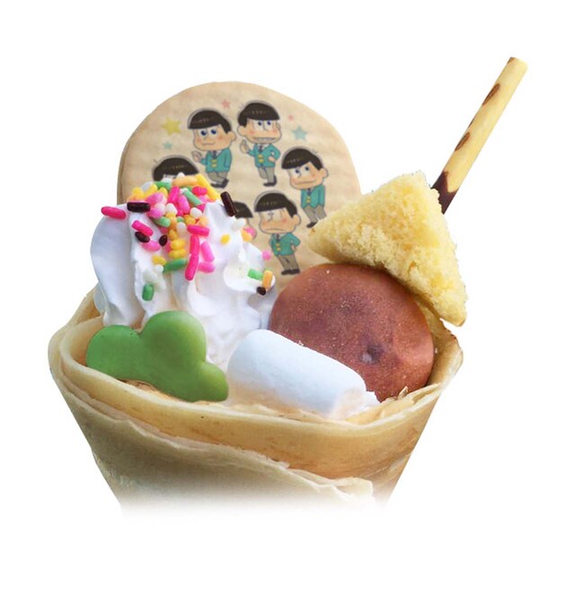 「おそ松さん」とコラボしたクレープ「松野家キャラクレ！」。