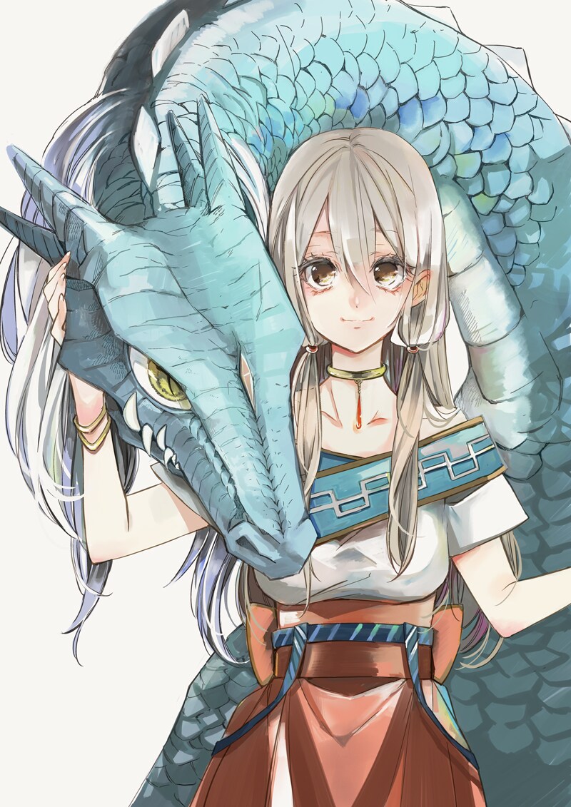 花とゆめ4号に掲載された「蒼竜の側用人」扉ページのイラスト。