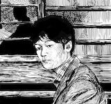 トークゲスト・川勝徳重の自画像。