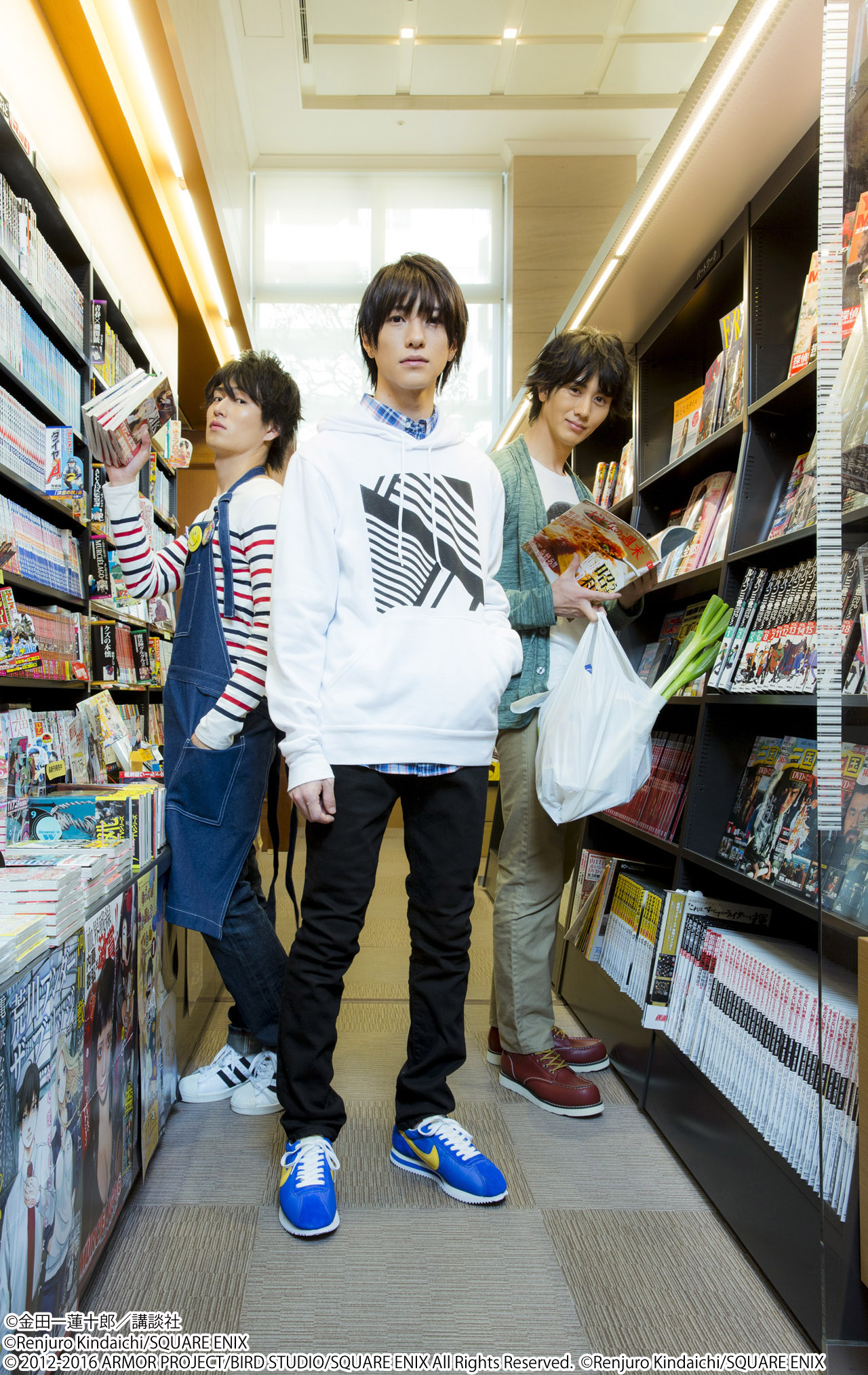 （左から）「ゆうべはお楽しみでしたね」さつきたくみに扮した松田凌、「ライアー×ライアー」高槻透に扮した鈴木拡樹、「ラララ」桐島士朗に扮した太田基裕。
