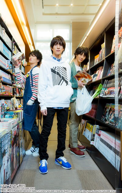 （左から）「ゆうべはお楽しみでしたね」さつきたくみに扮した松田凌、「ライアー×ライアー」高槻透に扮した鈴木拡樹、「ラララ」桐島士朗に扮した太田基裕。