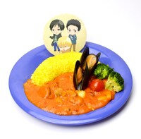 「海常のシーフードフリカッセ＆ターメリックライス」