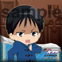 会場で販売されるスクエア缶バッジ。