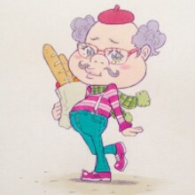 窪之内英策の自画像イラスト。