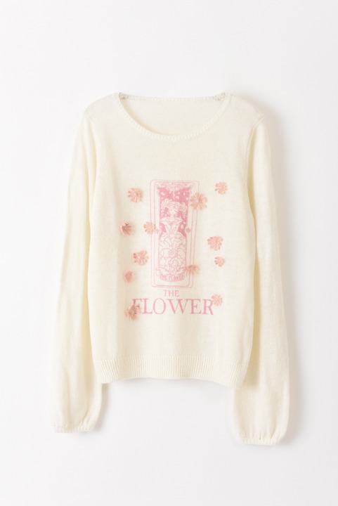 FLOWERのカードプルオーバーニット