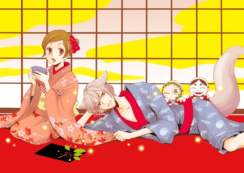 花とゆめ6号に掲載された、「神様はじめました」の扉イラスト。