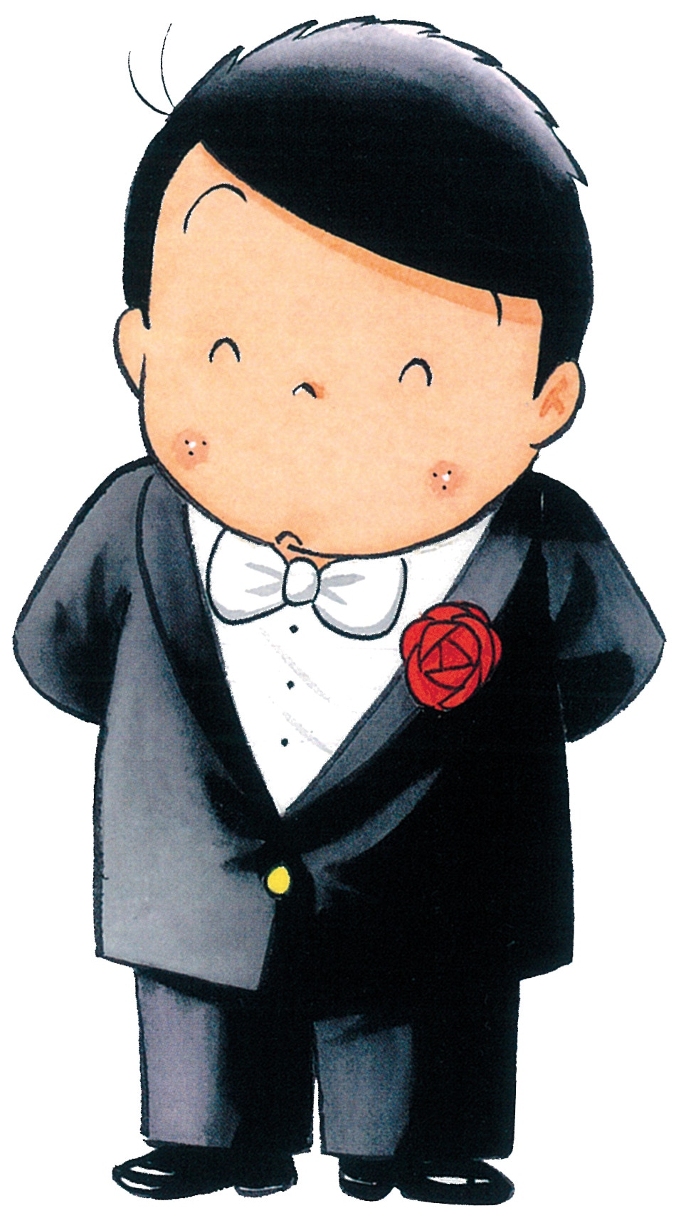 タキシード姿の山口六平太。