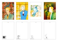 ポストカード「バジル氏セット」は、代表作「バジル氏の優雅な生活」のイラストでまとめられている。