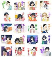 LINEスタンプ「のみじょし」のサンプル。