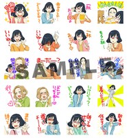 LINEスタンプ「のみじょし」のサンプル。