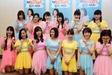 （上段左から）生田衣梨奈、鈴木香音、尾形春水、野中美希、牧野真莉愛、羽賀朱音。（下段左から）飯窪春菜、小田さくら、譜久村聖、松岡茉優、石田亜佑美、工藤遥、佐藤優樹。