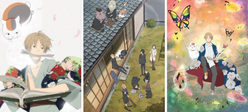 （左から）アニメ「夏目友人帳 参」キービジュアル、「夏目友人帳 肆」キービジュアル、「SOUND THEATRE × 夏目友人帳～集い 音劇の章～」ビジュアル。