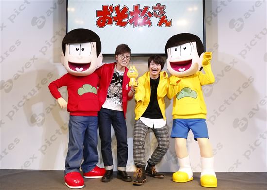 おそ松役の櫻井孝宏と十四松役の小野大輔。