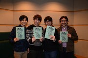 （左から）広瀬康一役を演じる梶裕貴、空条承太郎役を演じる小野大輔、東方仗助役を演じる小野友樹、虹村億泰役を演じる高木渉。