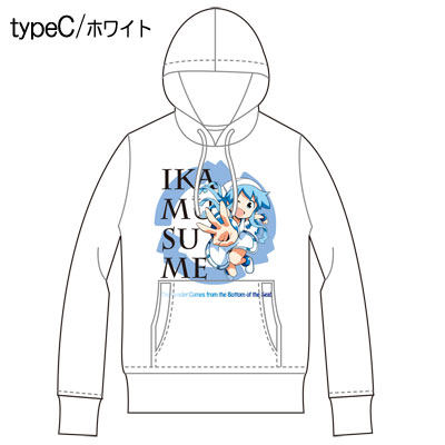 「侵略！イカ娘」フルカラープリントプルパーカー typrC/ホワイト