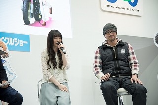 「第43回東京モーターサイクルショー」のJAPAN RIDERSとのタイアップステージの様子。