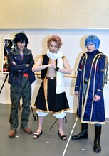 （左から）グレイ・フルバスター役の白又敦、ナツ・ドラグニル役の宮崎秋人、ジェラール・フェルナンデス役の荒木宏文。