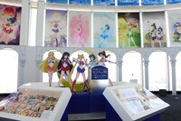 エントランス中央にはさまざまなグッズが並べられた「イメージの泉」と、セーラー5戦士のパネルが。なおこのエリアは撮影可能だ。