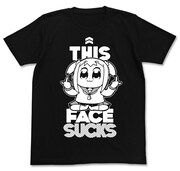 「ポプテピピックSUCKS Tシャツ」の表面。着て歩くだけで誰かに怒られかねないデザインだ。