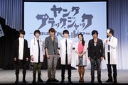 （左から）焚吐、諏訪部順一、宮野真守、梅原裕一郎、伊藤静、遊佐浩二、UMI☆KUUN。