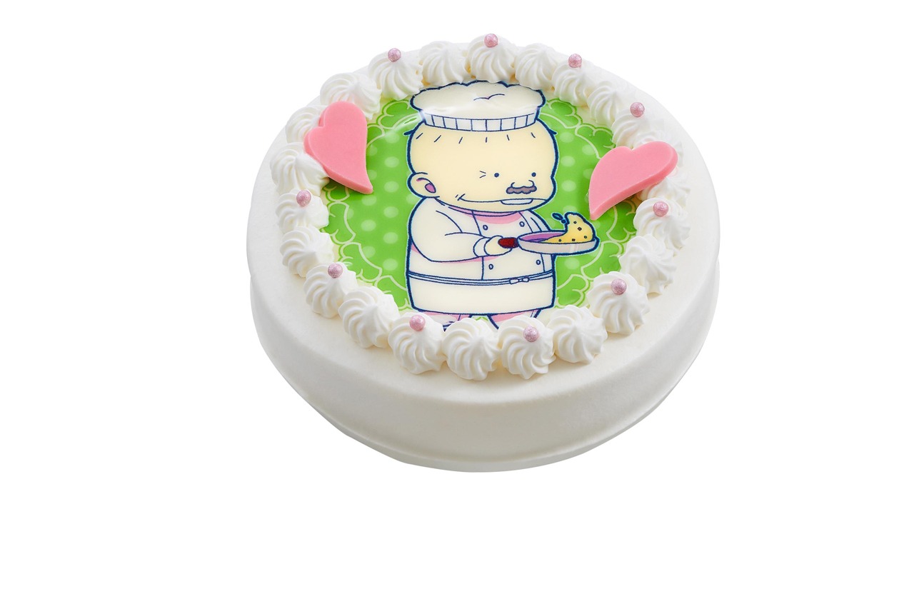 デカパンが描かれたキャラクターケーキ。