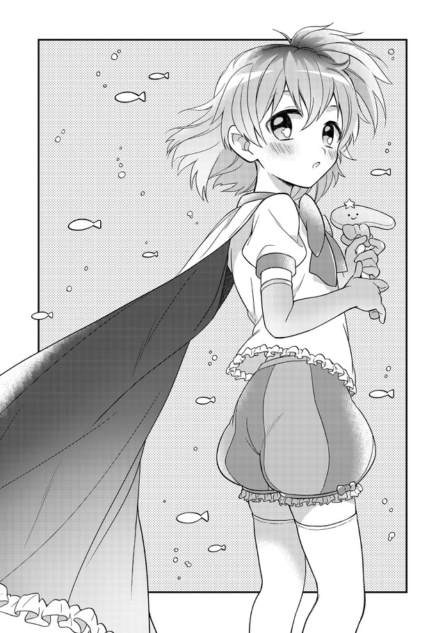 「KIRIMIちゃん. ぎじんかアクアリウム ～切り身たちのレジェンド～」第1話の扉イラスト。キャラクター著作／株式会社サンリオ (c)2013,2016 SANRIO CO.,LTD.