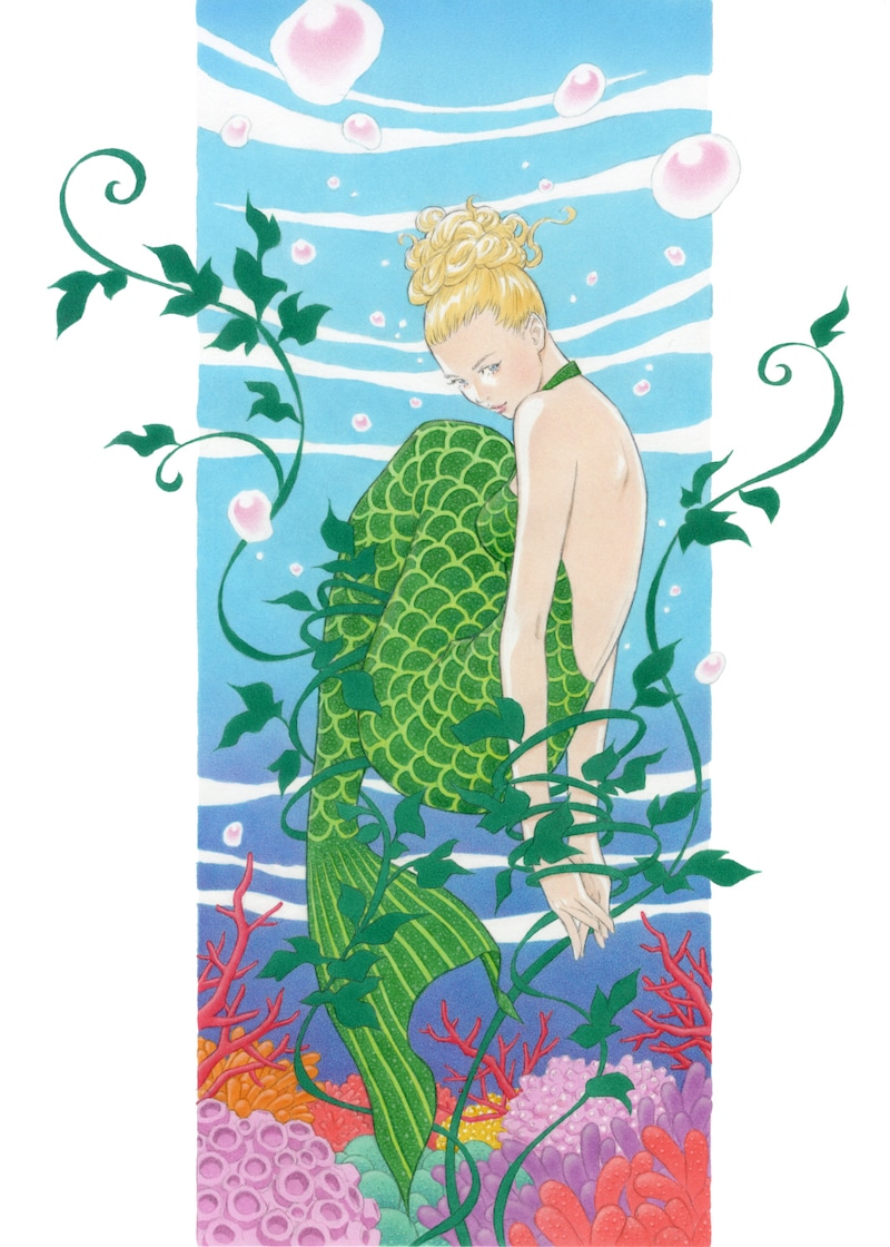 窪之内英策による、若手女優を演じるスカーレット・ヨハンソンのイラスト。