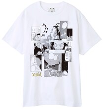 「【岡崎京子】X-girl×KYOKO OKAZAKI COMIC COLLAGE S/S BIG TEE」のホワイト。