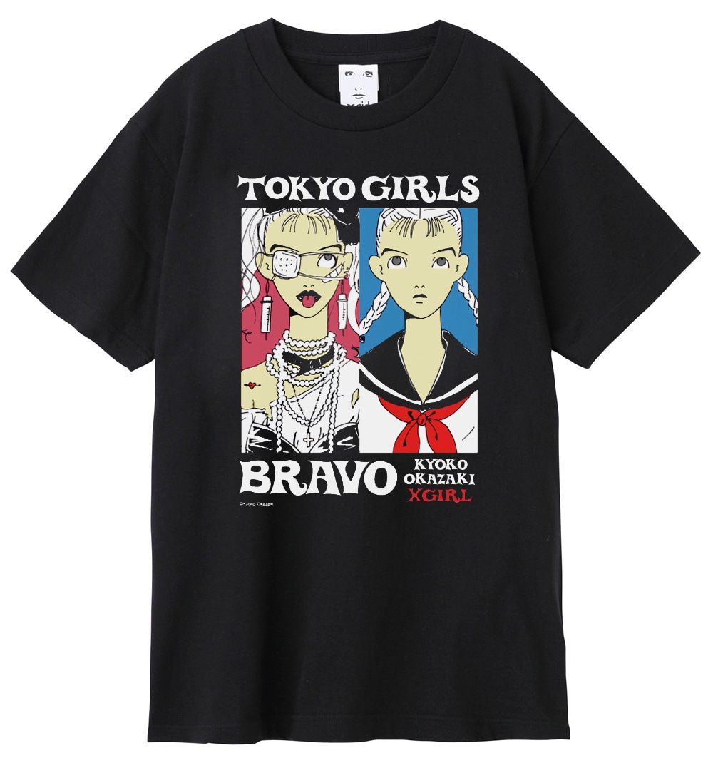 「【岡崎京子】X-girl×KYOKO OKAZAKI TOKYO GIRL BRAVO S/S BIG TEE」のブラック。