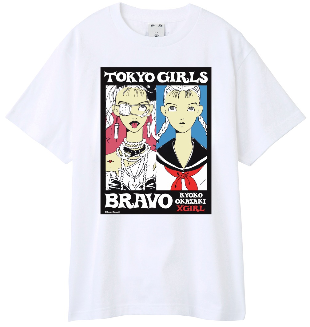「【岡崎京子】X-girl×KYOKO OKAZAKI TOKYO GIRL BRAVO S/S BIG TEE」のホワイト。