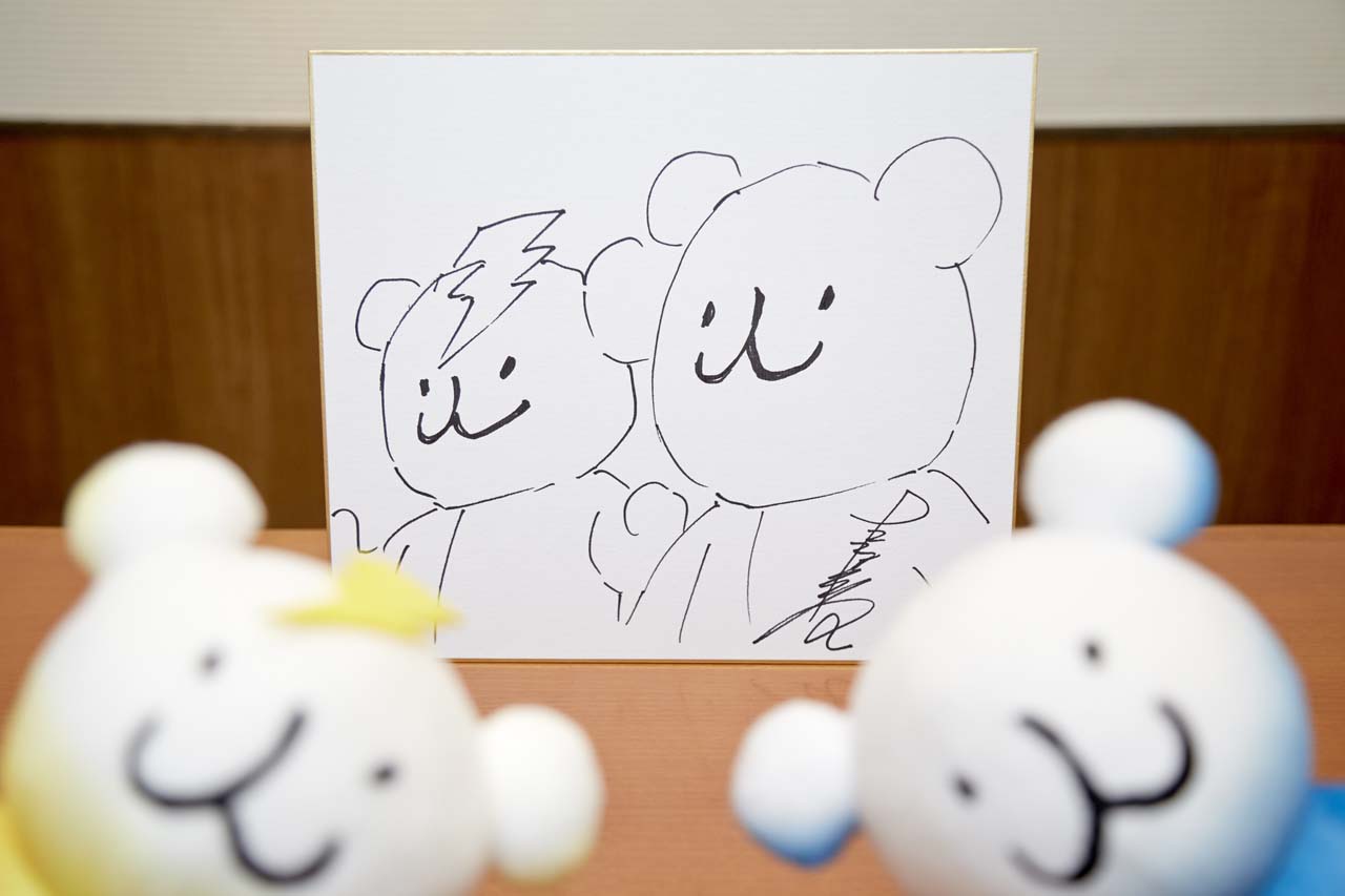 高橋陽一が描き下ろした、パッチョと電パッチョのイラスト。