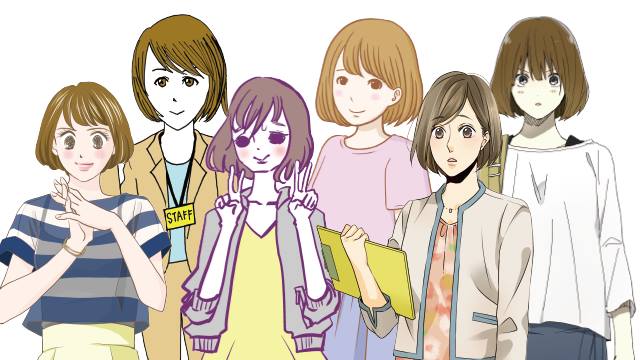 6人の作家によって描かれたイラスト。