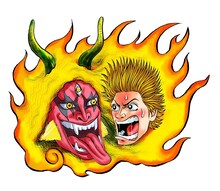 「土竜の唄」と「TOO YOUNG TO DIE! 若くして死ぬ」のコラボによるイラスト。(c)高橋のぼる/小学館