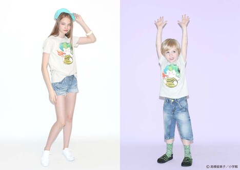 （左から）「うる星やつら」Tシャツ テン / キッズTシャツ テン。