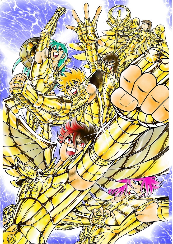車田正美描き下ろしによる「聖闘士星矢」30周年記念イラスト。