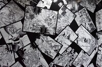 「聖闘士星矢30周年展 Complete Works of Saint Seiya」の展示の様子。