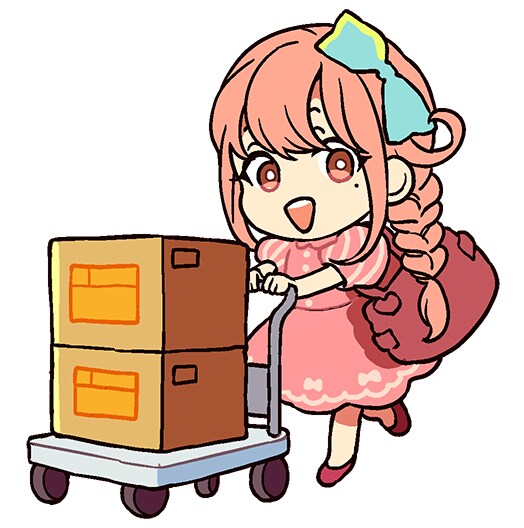 「ドージン活動、はじめました!?」LINEスタンプのメインイラスト。