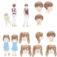 真鍋さんとのぞみちゃんのキャラクターデザイン設定画。