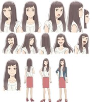 大石凛子のキャラクターデザイン設定画。