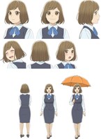 藤山紗枝のキャラクターデザイン設定画。