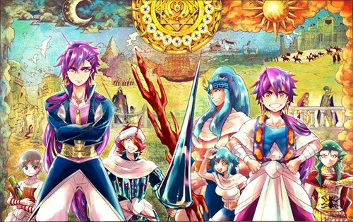 大寺義史描き下ろしによる、「マギ シンドバッドの冒険 COMPLETE BOX」のパッケージイラスト。