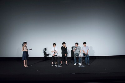 （左から）司会の松澤千晶、伊藤節生、櫻井孝宏、ONE、立川譲。