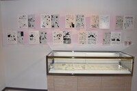 「どろぼう天使」の原稿とパネルの展示。