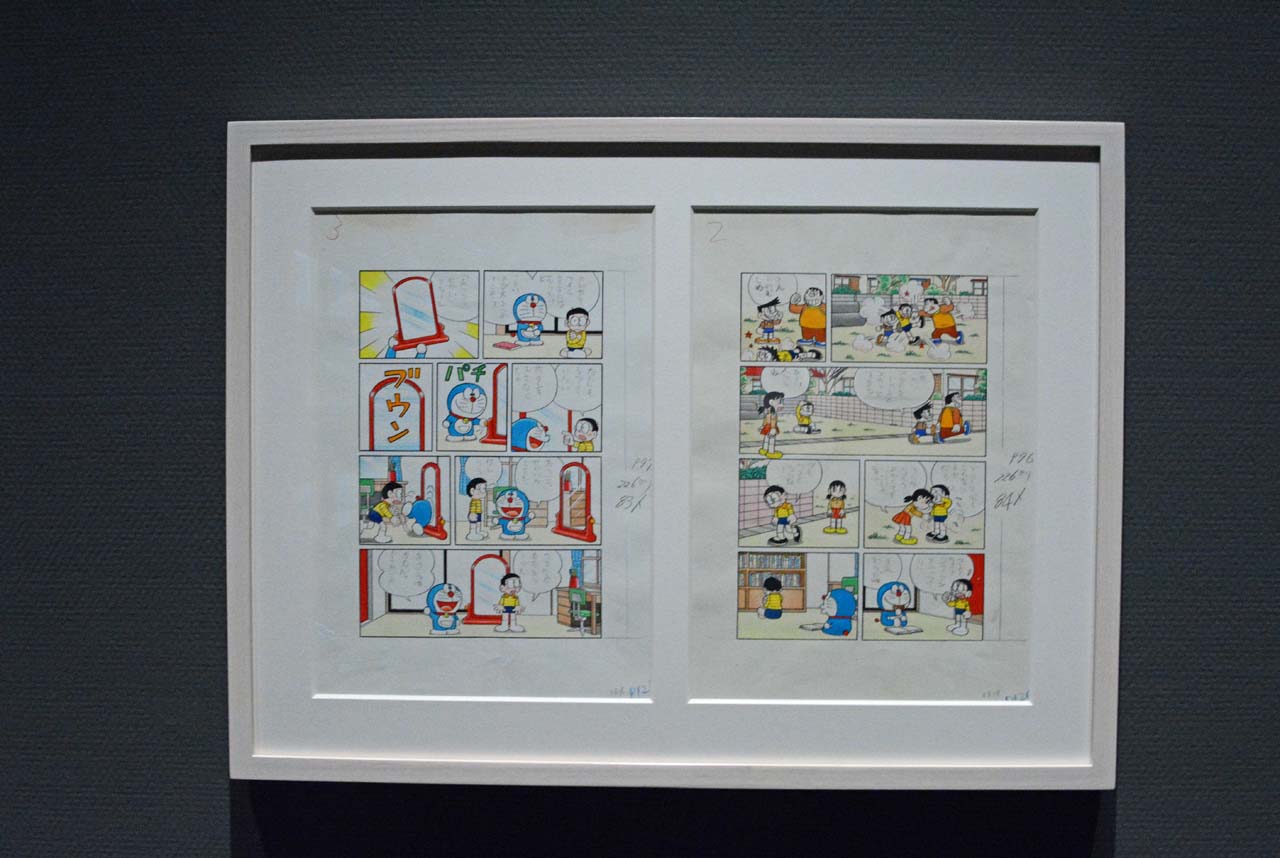 「ドラえもん名作原画展 ミュージアムセレクション」に並ぶ原画。 (c)Fujiko-Pro