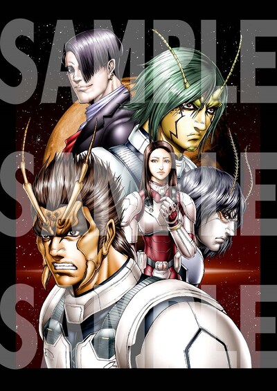 橘賢一が描き下ろした、映画「テラフォーマーズ」キャスト陣。