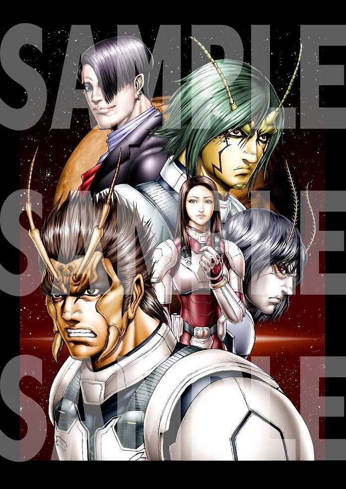 橘賢一が描き下ろした、映画「テラフォーマーズ」キャスト陣。